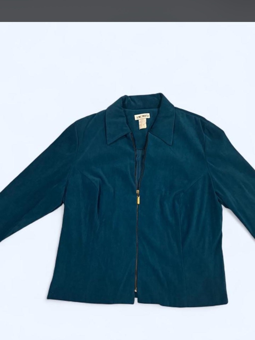 Vintage J.W Treci Dark Teal Full-Zip Jacket with Collar